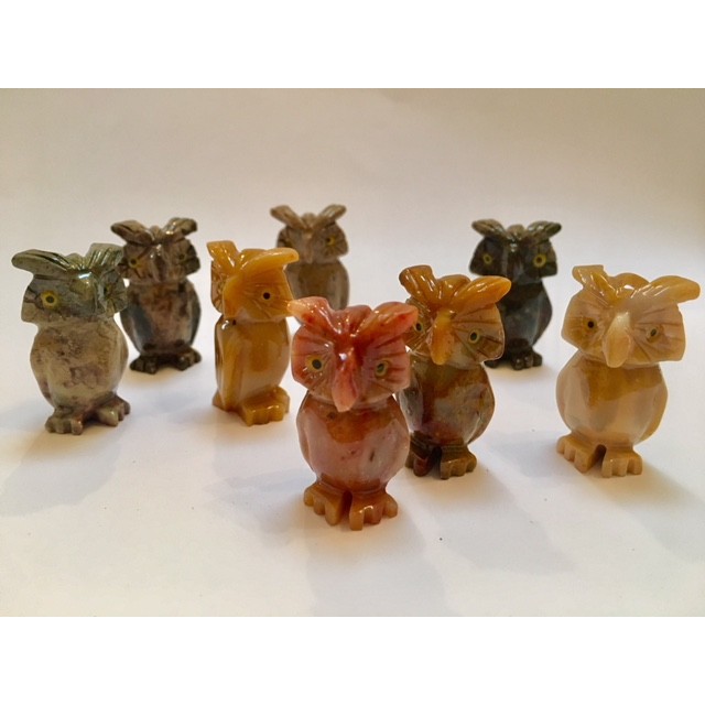 Soapstone Carving Owl various colours